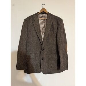 Woolrich Jacket Leather Patch On Elbow Wool Winter Fall Men's L Preppy Classy